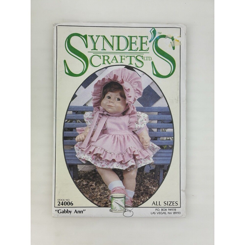 24006 Vintage Syndees Craft Uncut Pattern Doll Clothes 10"-21" Dress Gabby